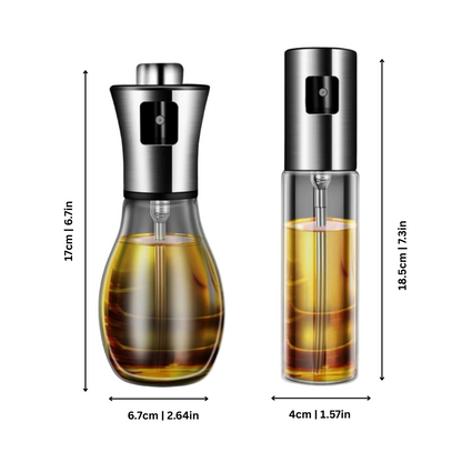 Stainless Steel Oil Mister Spray Bottle for Healthy Cooking – Glass & Metal Sprayer for Salad Dressing, Air Fryer, Grilling