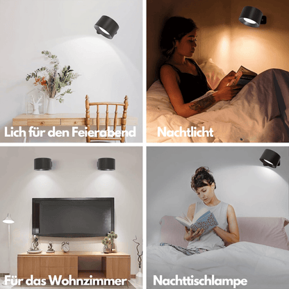 Portable LED Wall Sconce with USB Charging – 360° Swivel Head for Bedroom, Hallway, Reading Nook & Home Office