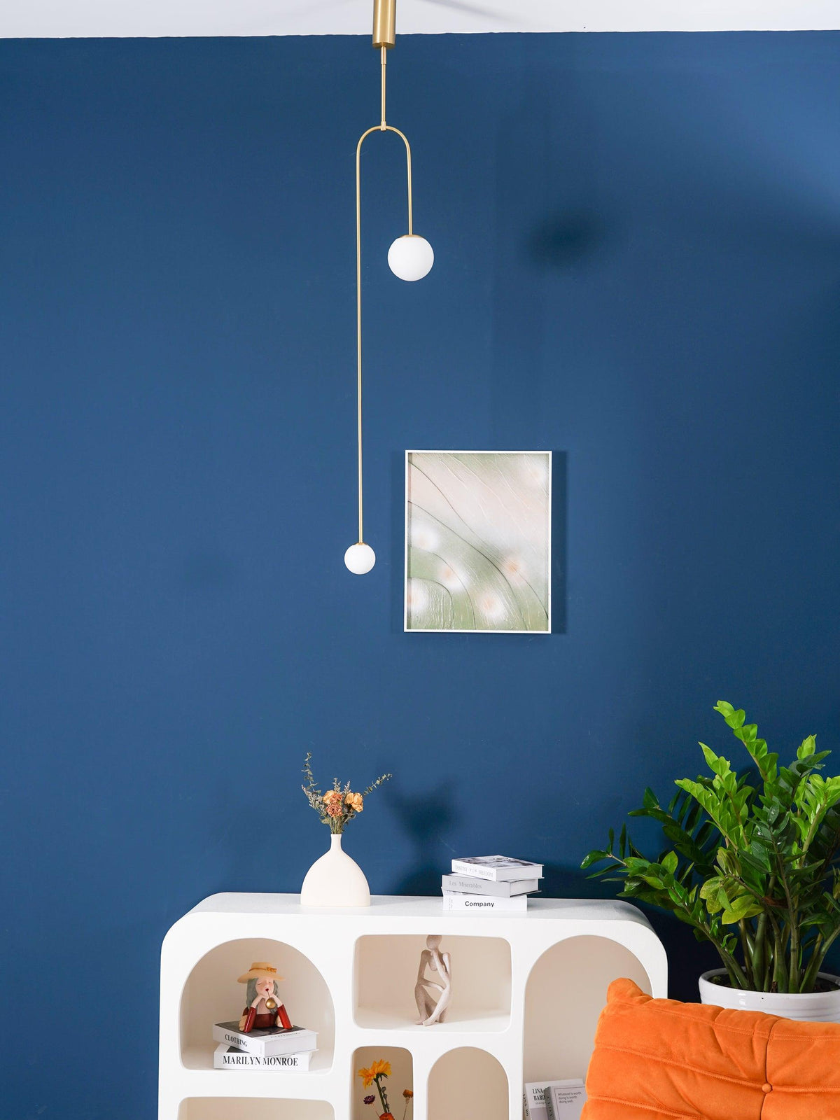 Sculptural Ceiling Light with Opaline Glass Diffusers Black & Brass Finish Multi-Arm Design for Dining Room Entryway Modern Overhead Fixture