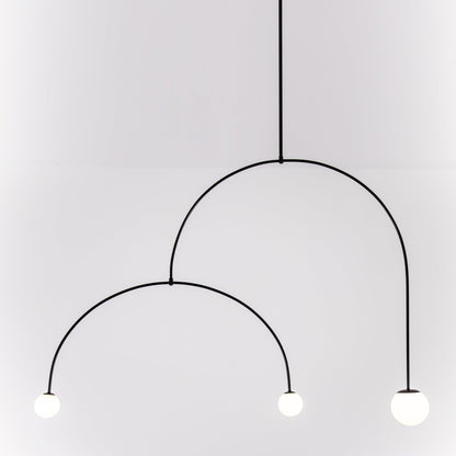 Sculptural Ceiling Light with Opaline Glass Diffusers Black & Brass Finish Multi-Arm Design for Dining Room Entryway Modern Overhead Fixture