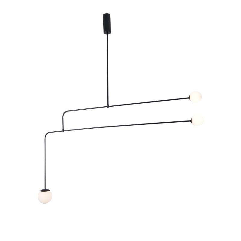 Sculptural Ceiling Light with Opaline Glass Diffusers Black & Brass Finish Multi-Arm Design for Dining Room Entryway Modern Overhead Fixture