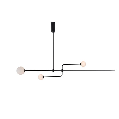 Sculptural Ceiling Light with Opaline Glass Diffusers Black & Brass Finish Multi-Arm Design for Dining Room Entryway Modern Overhead Fixture