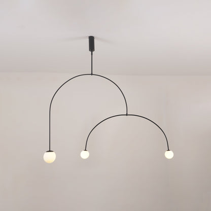 Sculptural Ceiling Light with Opaline Glass Diffusers Black & Brass Finish Multi-Arm Design for Dining Room Entryway Modern Overhead Fixture