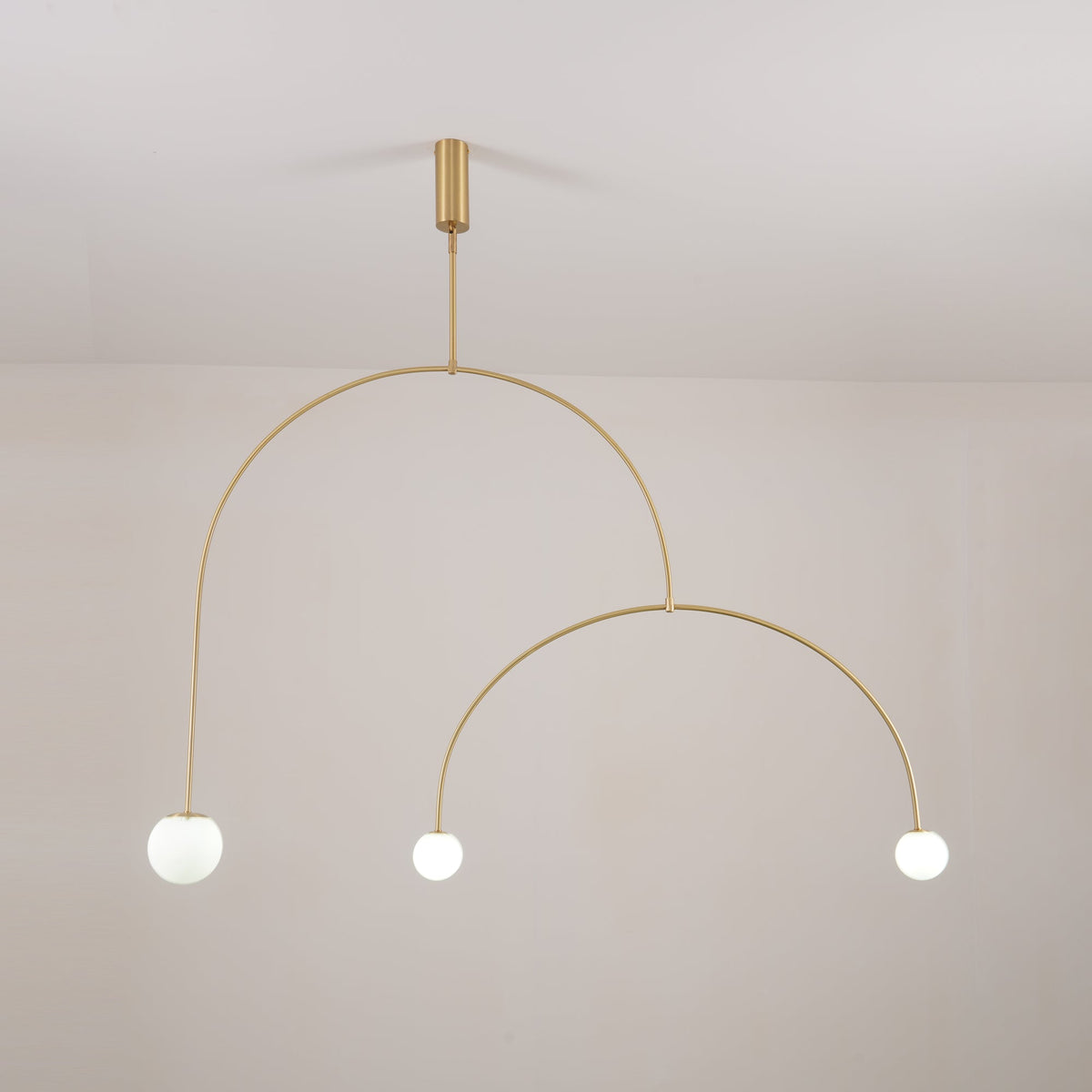 Sculptural Ceiling Light with Opaline Glass Diffusers Black & Brass Finish Multi-Arm Design for Dining Room Entryway Modern Overhead Fixture