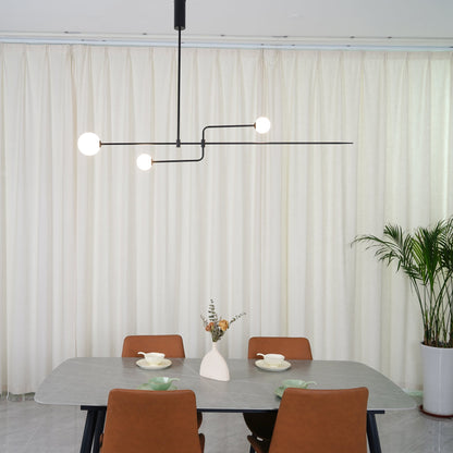 Sculptural Ceiling Light with Opaline Glass Diffusers Black & Brass Finish Multi-Arm Design for Dining Room Entryway Modern Overhead Fixture