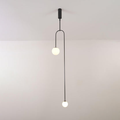 Sculptural Ceiling Light with Opaline Glass Diffusers Black & Brass Finish Multi-Arm Design for Dining Room Entryway Modern Overhead Fixture
