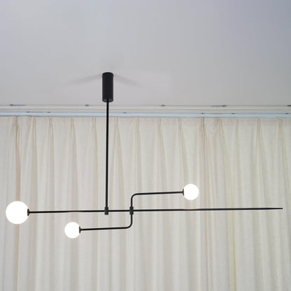 Sculptural Ceiling Light with Opaline Glass Diffusers Black & Brass Finish Multi-Arm Design for Dining Room Entryway Modern Overhead Fixture