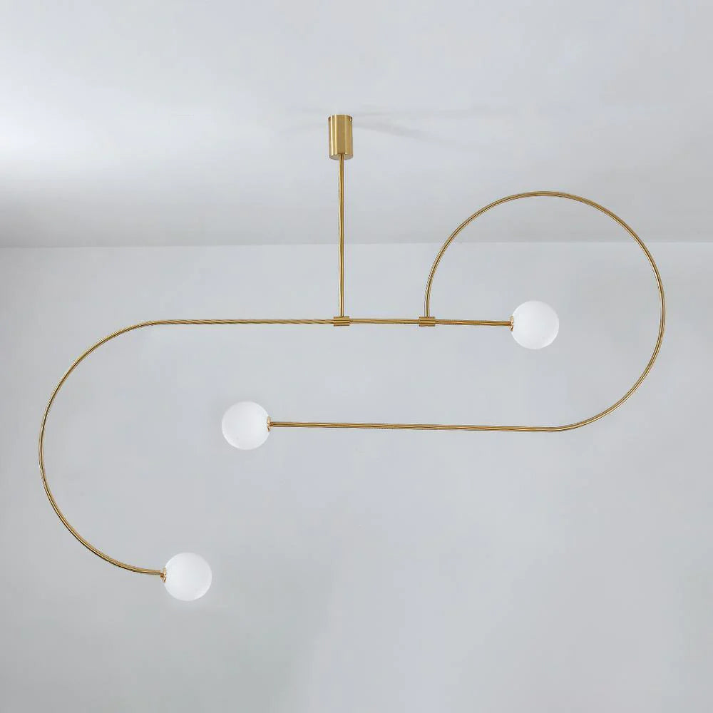 Sculptural Ceiling Light with Opaline Glass Diffusers Black & Brass Finish Multi-Arm Design for Dining Room Entryway Modern Overhead Fixture