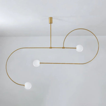 Sculptural Ceiling Light with Opaline Glass Diffusers Black & Brass Finish Multi-Arm Design for Dining Room Entryway Modern Overhead Fixture