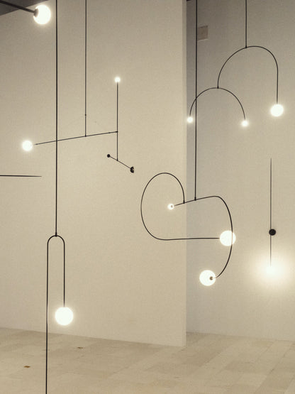 Sculptural Ceiling Light with Opaline Glass Diffusers Black & Brass Finish Multi-Arm Design for Dining Room Entryway Modern Overhead Fixture
