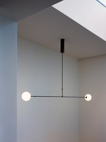 Sculptural Ceiling Light with Opaline Glass Diffusers Black & Brass Finish Multi-Arm Design for Dining Room Entryway Modern Overhead Fixture