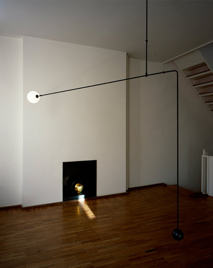 Sculptural Ceiling Light with Opaline Glass Diffusers Black & Brass Finish Multi-Arm Design for Dining Room Entryway Modern Overhead Fixture