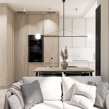 Sculptural Ceiling Light with Opaline Glass Diffusers Black & Brass Finish Multi-Arm Design for Dining Room Entryway Modern Overhead Fixture