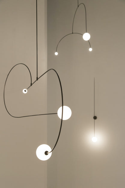 Sculptural Ceiling Light with Opaline Glass Diffusers Black & Brass Finish Multi-Arm Design for Dining Room Entryway Modern Overhead Fixture