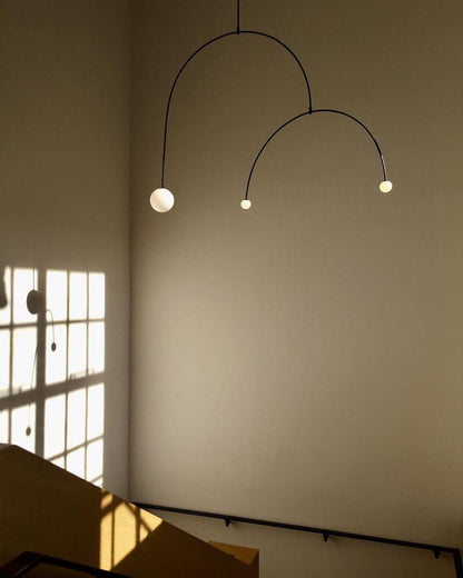 Sculptural Ceiling Light with Opaline Glass Diffusers Black & Brass Finish Multi-Arm Design for Dining Room Entryway Modern Overhead Fixture