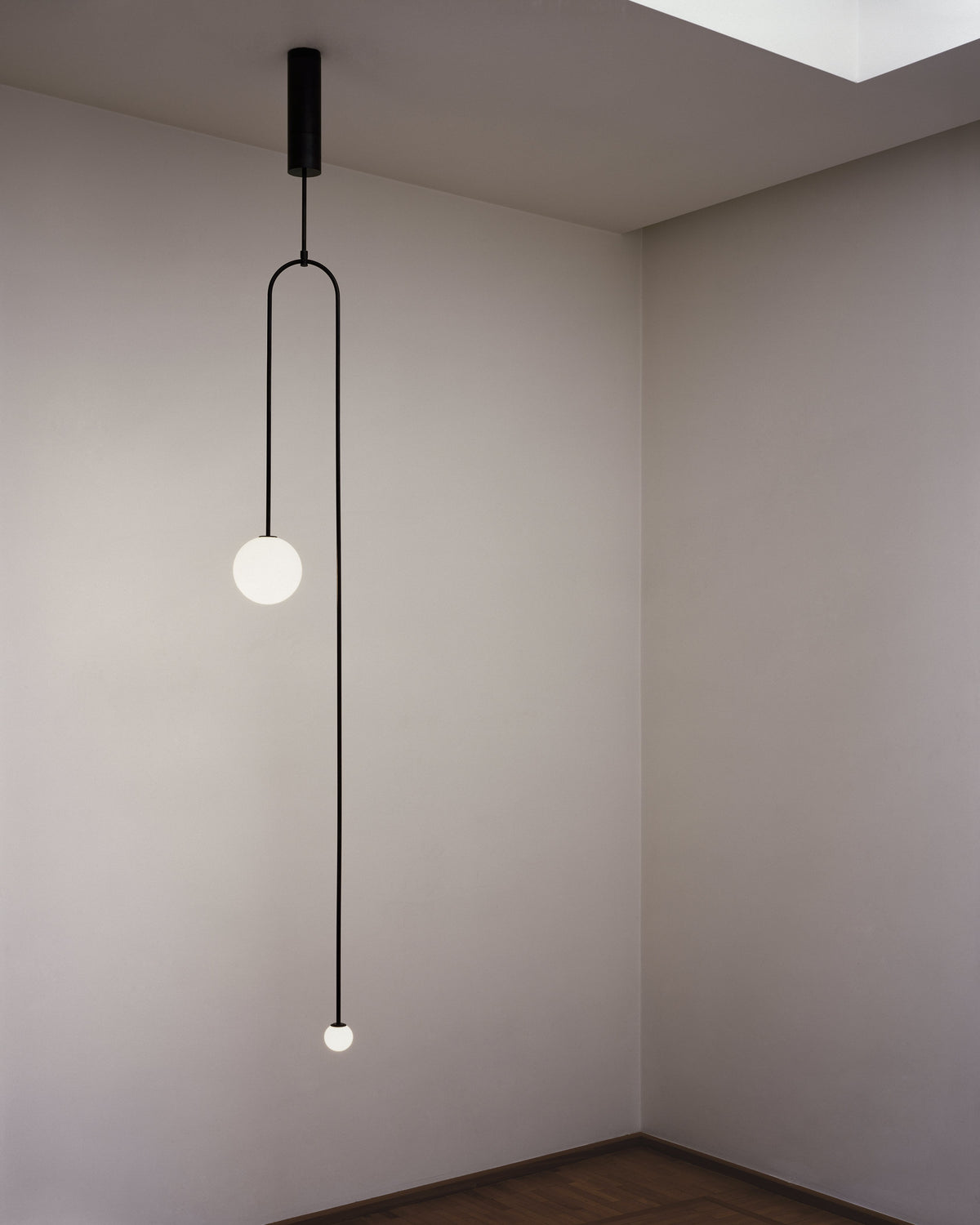 Sculptural Ceiling Light with Opaline Glass Diffusers Black & Brass Finish Multi-Arm Design for Dining Room Entryway Modern Overhead Fixture