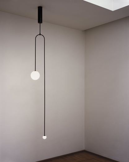 Sculptural Ceiling Light with Opaline Glass Diffusers Black & Brass Finish Multi-Arm Design for Dining Room Entryway Modern Overhead Fixture