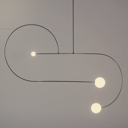 Sculptural Ceiling Light with Opaline Glass Diffusers Black & Brass Finish Multi-Arm Design for Dining Room Entryway Modern Overhead Fixture