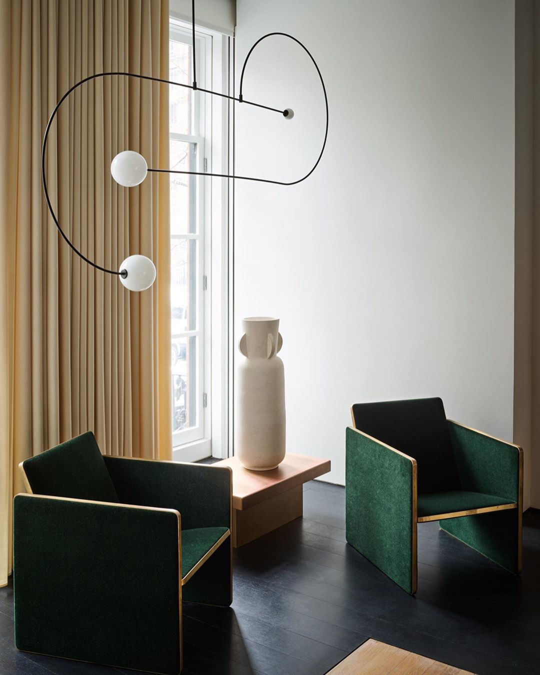 Sculptural Ceiling Light with Opaline Glass Diffusers Black & Brass Finish Multi-Arm Design for Dining Room Entryway Modern Overhead Fixture