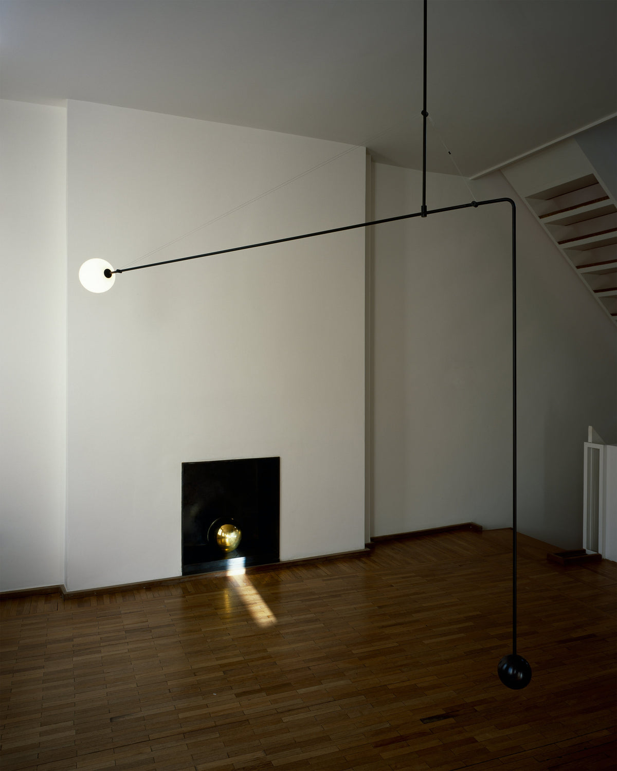 Sculptural Ceiling Light with Opaline Glass Diffusers Black & Brass Finish Multi-Arm Design for Dining Room Entryway Modern Overhead Fixture