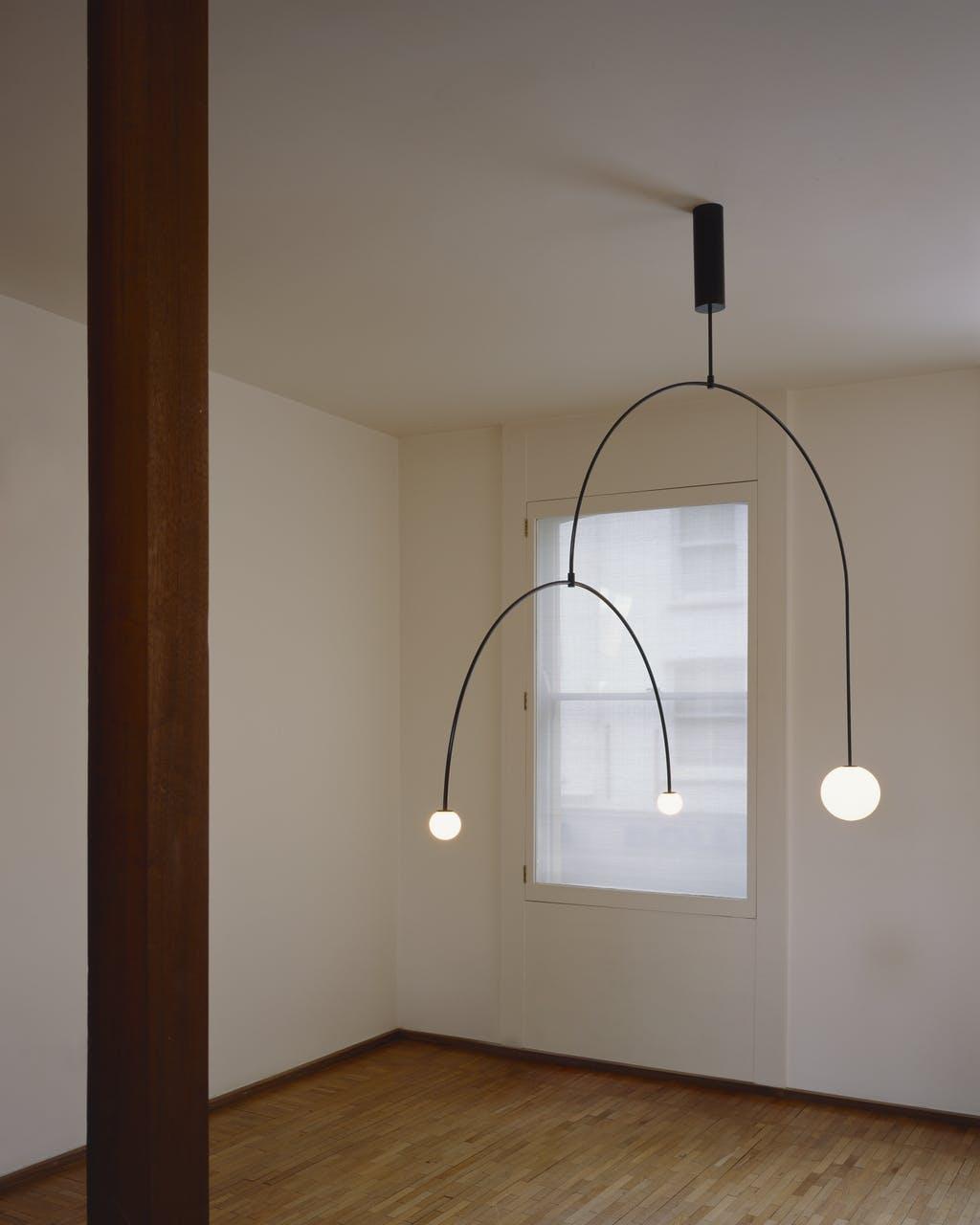 Sculptural Ceiling Light with Opaline Glass Diffusers Black & Brass Finish Multi-Arm Design for Dining Room Entryway Modern Overhead Fixture
