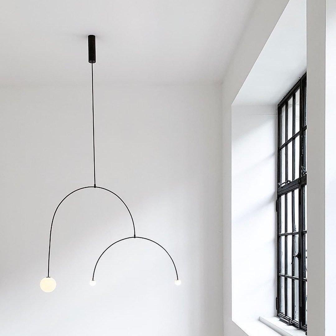 Sculptural Ceiling Light with Opaline Glass Diffusers Black & Brass Finish Multi-Arm Design for Dining Room Entryway Modern Overhead Fixture