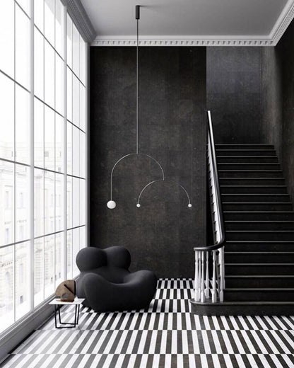 Sculptural Ceiling Light with Opaline Glass Diffusers Black & Brass Finish Multi-Arm Design for Dining Room Entryway Modern Overhead Fixture