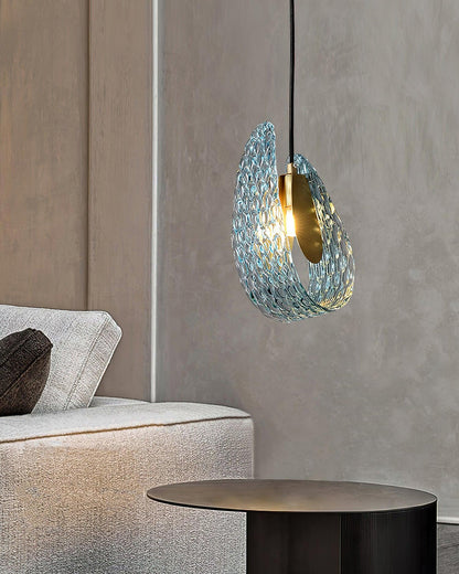 Handblown Cobalt Glass Drop Ceiling Fixture with Metal Accents 5.1 inch for Kitchen Island Dining Area Entryway