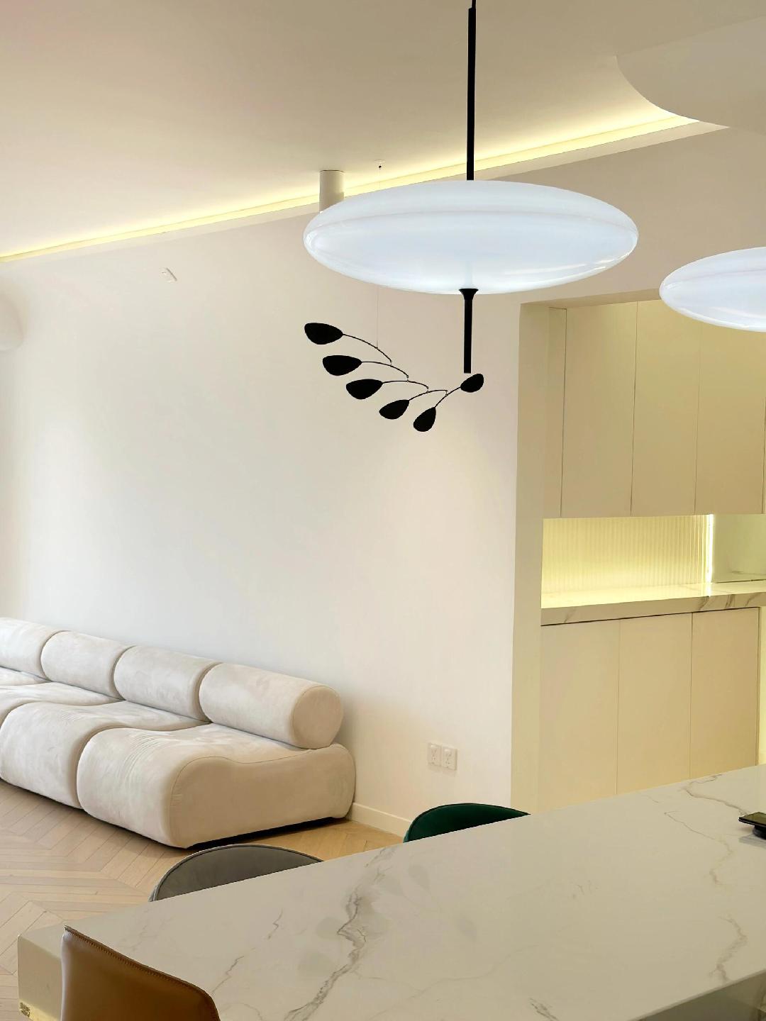 Ceiling Pendant Light White Polymer Shade Adjustable Drop Height Modern Dining Room Kitchen Living Room Hanging Fixture E26 E27 Socket 12 in