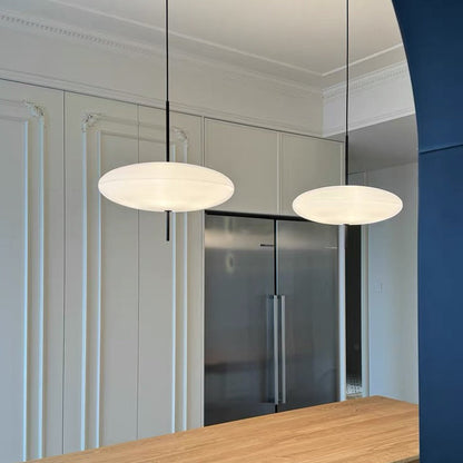 Ceiling Pendant Light White Polymer Shade Adjustable Drop Height Modern Dining Room Kitchen Living Room Hanging Fixture E26 E27 Socket 12 in