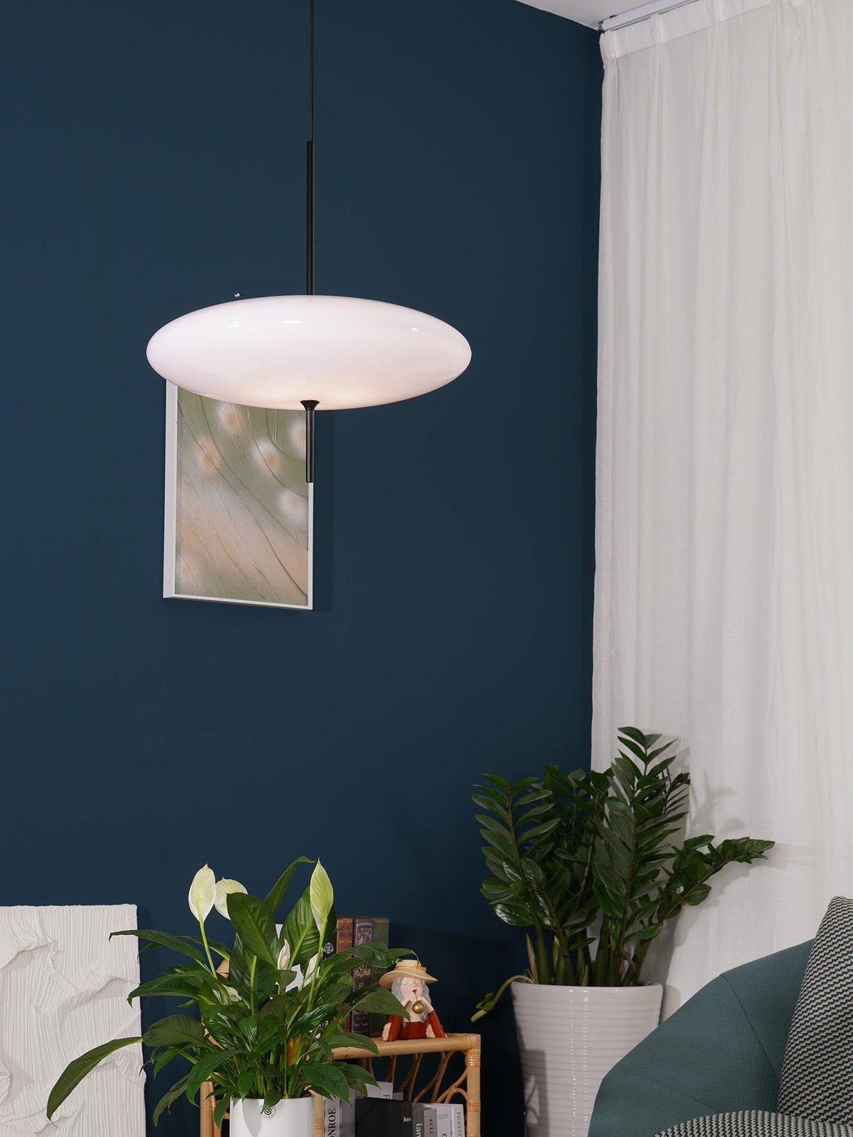 Ceiling Pendant Light White Polymer Shade Adjustable Drop Height Modern Dining Room Kitchen Living Room Hanging Fixture E26 E27 Socket 12 in