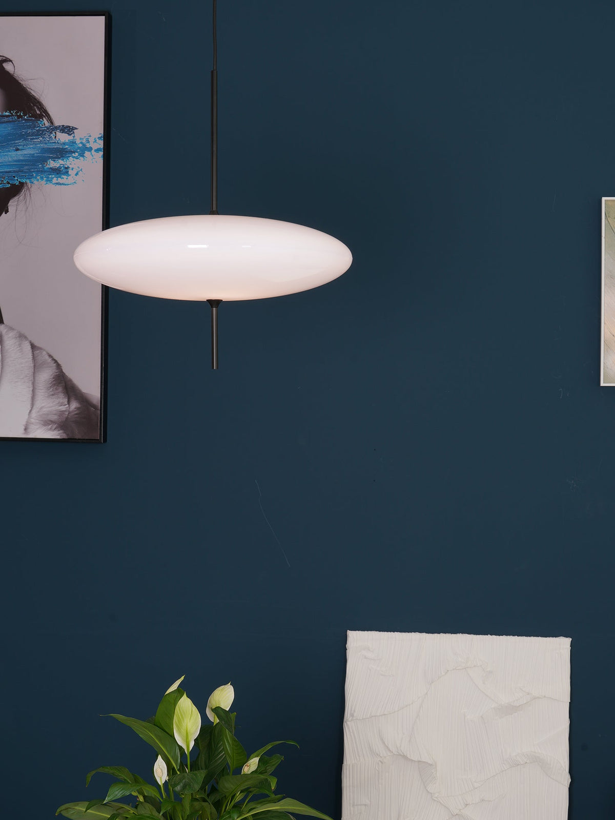 Ceiling Pendant Light White Polymer Shade Adjustable Drop Height Modern Dining Room Kitchen Living Room Hanging Fixture E26 E27 Socket 12 in