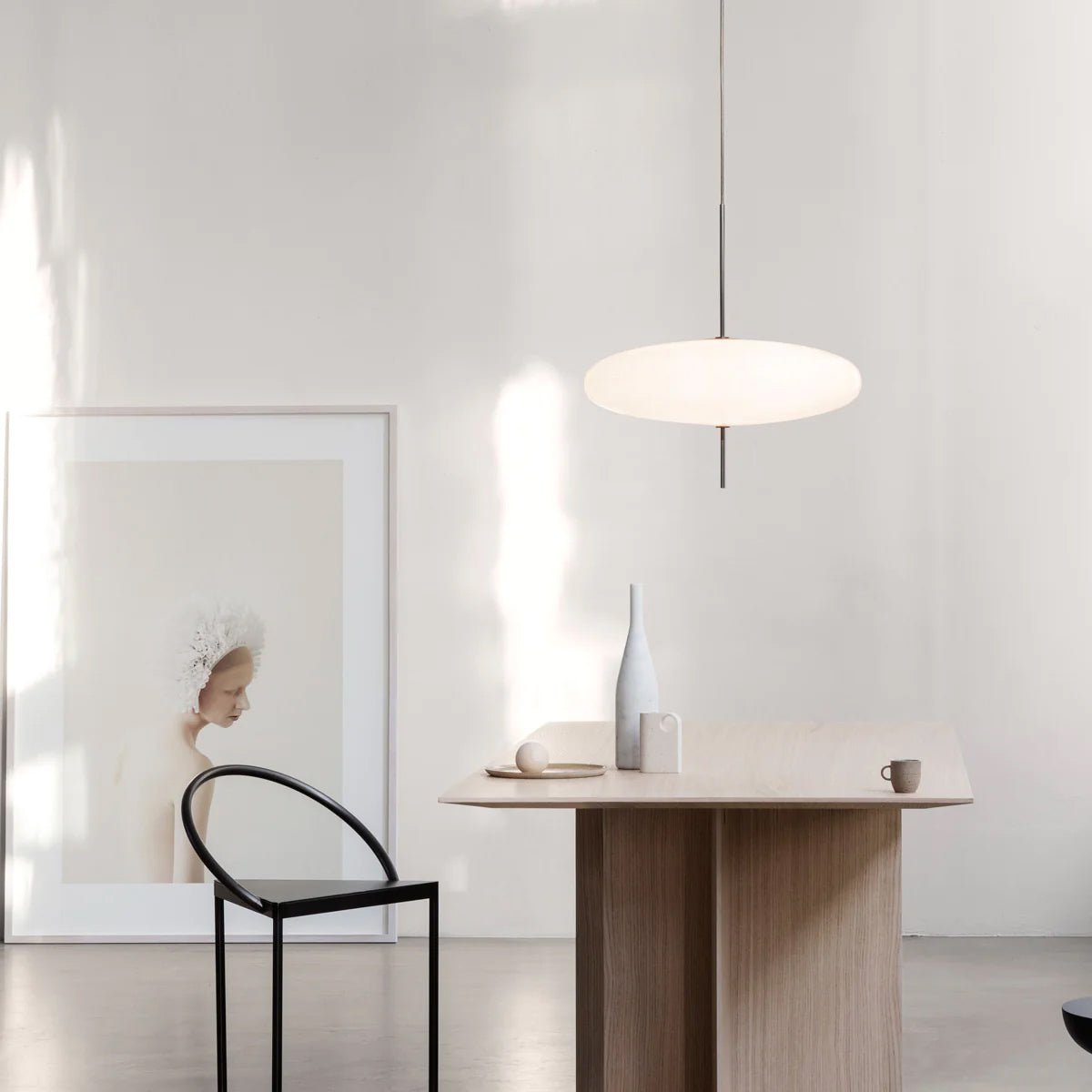 Ceiling Pendant Light White Polymer Shade Adjustable Drop Height Modern Dining Room Kitchen Living Room Hanging Fixture E26 E27 Socket 12 in