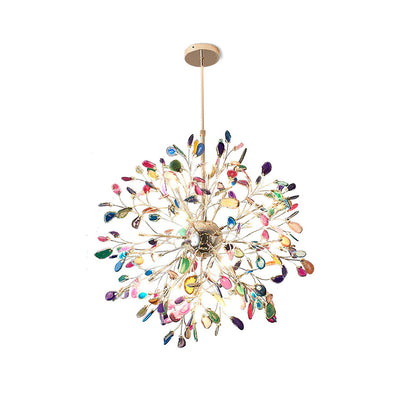 Agate Branch Chandelier 23-Inch Gold Finish Multi-Arm Adjustable G4 Fixture for Dining Room Living Room Statement Lighting Multicolor Natura