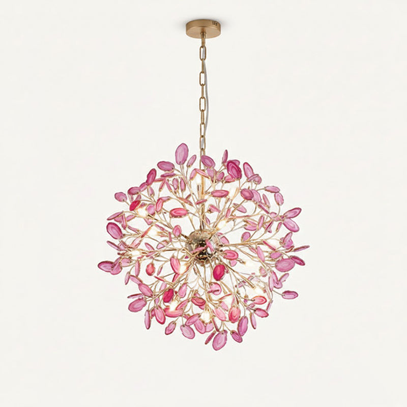 Agate Branch Chandelier 23-Inch Gold Finish Multi-Arm Adjustable G4 Fixture for Dining Room Living Room Statement Lighting Multicolor Natura