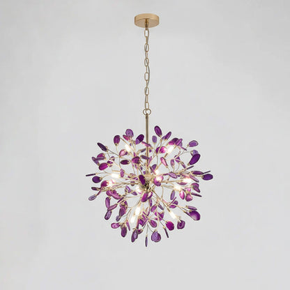 Agate Branch Chandelier 23-Inch Gold Finish Multi-Arm Adjustable G4 Fixture for Dining Room Living Room Statement Lighting Multicolor Natura