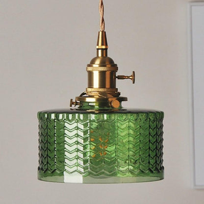 Textured Glass Drop Fixture with Brass Trim & Adjustable Cord for Kitchen Islands & Dining Spaces E27 Socket