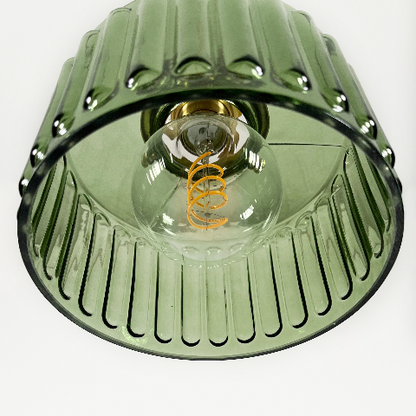 Textured Glass Drop Fixture with Brass Trim & Adjustable Cord for Kitchen Islands & Dining Spaces E27 Socket