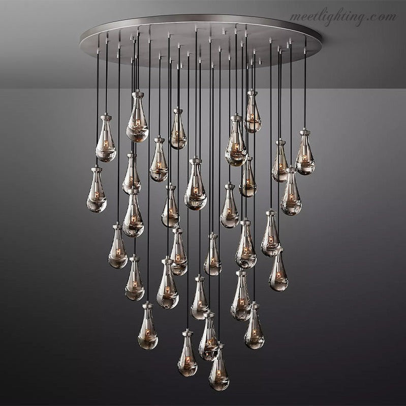 Cascading Glass Globe Chandelier – Dimmable LED Brass Fixture for Dining Room & Foyer – 18 to 60 Inch Multi-Light Statement Piece