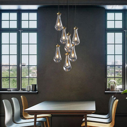 Cascading Glass Globe Chandelier – Dimmable LED Brass Fixture for Dining Room & Foyer – 18 to 60 Inch Multi-Light Statement Piece