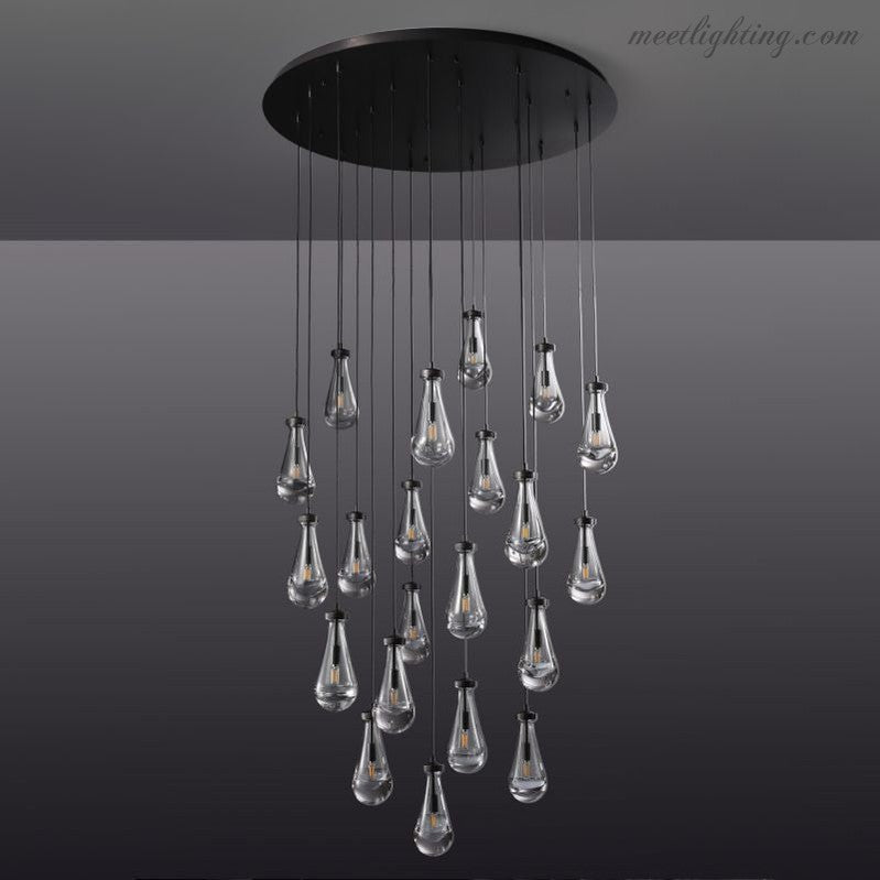 Cascading Glass Globe Chandelier – Dimmable LED Brass Fixture for Dining Room & Foyer – 18 to 60 Inch Multi-Light Statement Piece