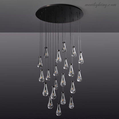 Cascading Glass Globe Chandelier – Dimmable LED Brass Fixture for Dining Room & Foyer – 18 to 60 Inch Multi-Light Statement Piece