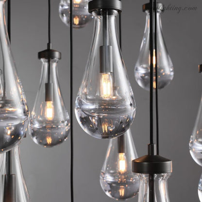 Cascading Glass Globe Chandelier – Dimmable LED Brass Fixture for Dining Room & Foyer – 18 to 60 Inch Multi-Light Statement Piece
