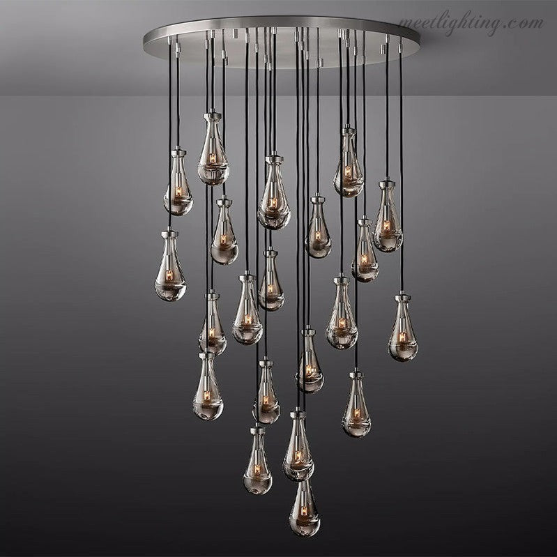 Cascading Glass Globe Chandelier – Dimmable LED Brass Fixture for Dining Room & Foyer – 18 to 60 Inch Multi-Light Statement Piece