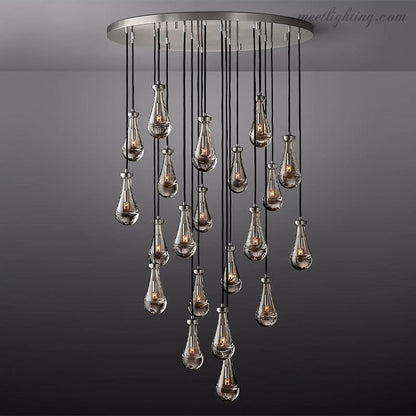 Cascading Glass Globe Chandelier – Dimmable LED Brass Fixture for Dining Room & Foyer – 18 to 60 Inch Multi-Light Statement Piece