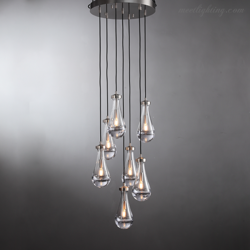 Cascading Glass Globe Chandelier – Dimmable LED Brass Fixture for Dining Room & Foyer – 18 to 60 Inch Multi-Light Statement Piece