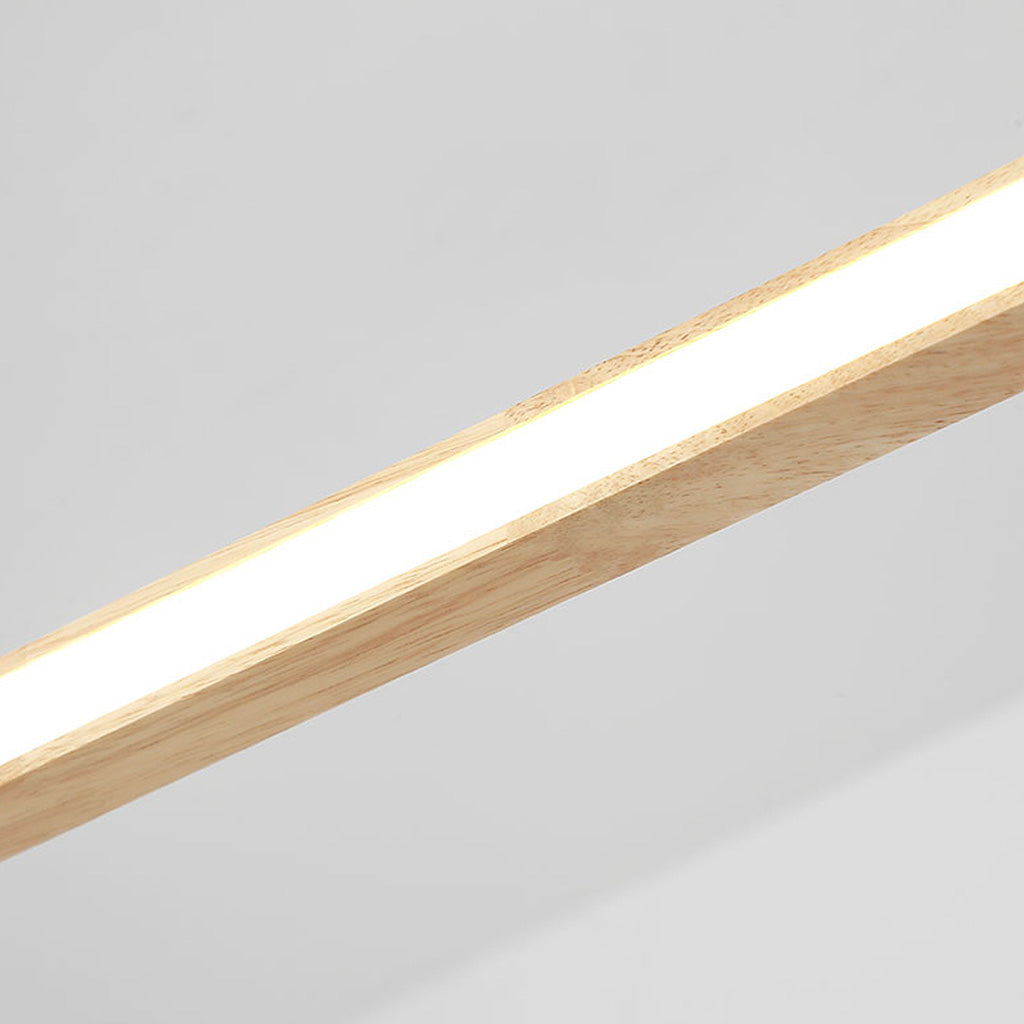 Wood Linear LED Pendant Light 35 in Dimmable Adjustable Dining Table Kitchen Island Fixture Natural Finish Bar Counter Lighting Modern Scand
