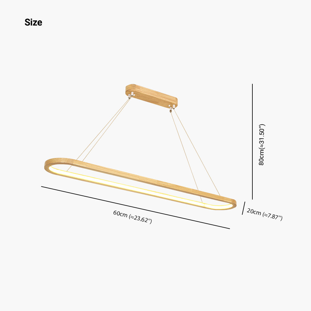 Wood Linear LED Pendant Light 35 in Dimmable Adjustable Dining Table Kitchen Island Fixture Natural Finish Bar Counter Lighting Modern Scand