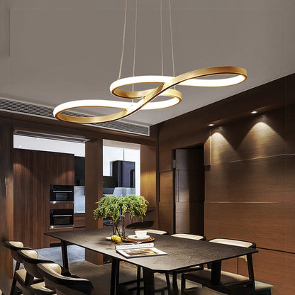 Music Note Linear Pendant Light Dimmable Metal & Silicone Artistic Fixture for Bedroom Living Room Adjustable Modern Chandelier