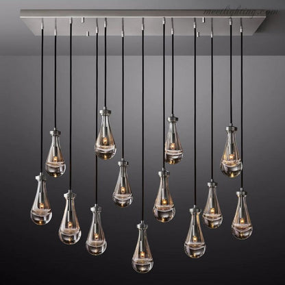 Linear Glass Teardrop Fixture Brass Nickel Black Finish LED Dining Room Bedroom Living Room Restaurant Hotel Ceiling Statement Light